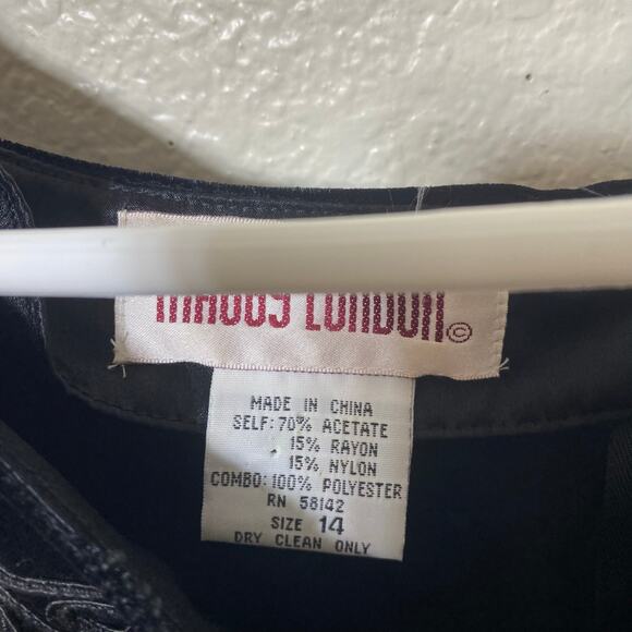 Maggy London Vintage Black Velvet Maxi Dress Size 14 Whimsygoth Witchy - Picture 6 of 7